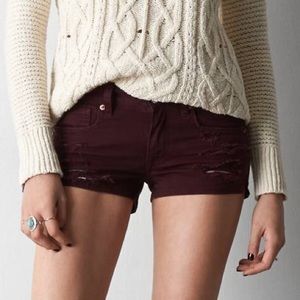 Maroon jean shorts